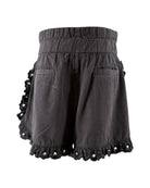Sea NY black shorts with ruffled hem on a white background