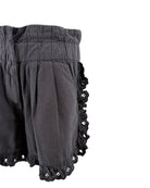 Sea NY black shorts with ruffled hem on a white background