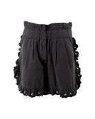 Sea NY black shorts with ruffled hem on a white background