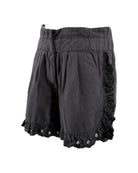 Sea NY black shorts with ruffled hem on a white background