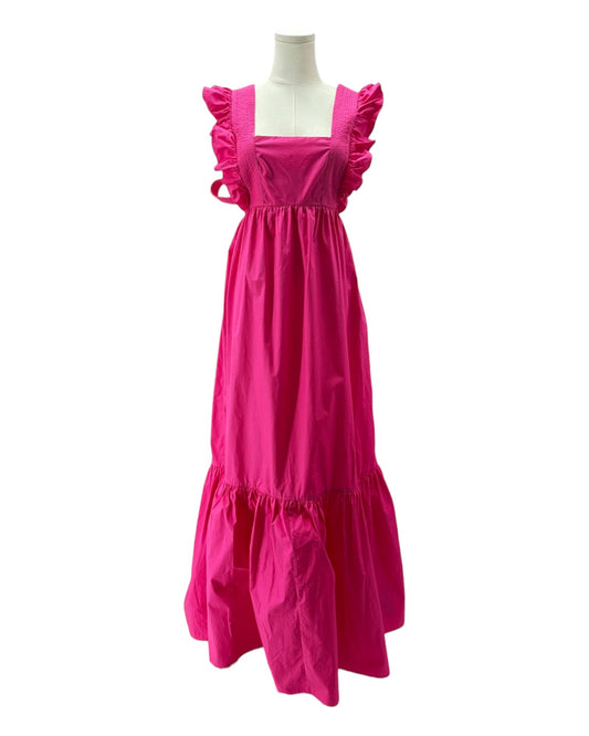 Pink dress on a mannequin against a white background
