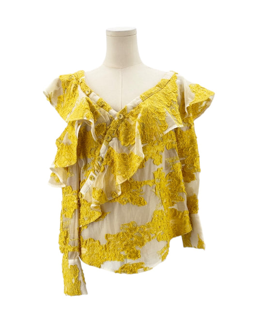 Self Portrait Floral Print Asymmetrical Blouse