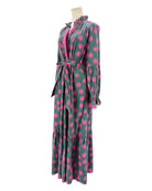 Sheridan French green dress with pink floral pattern