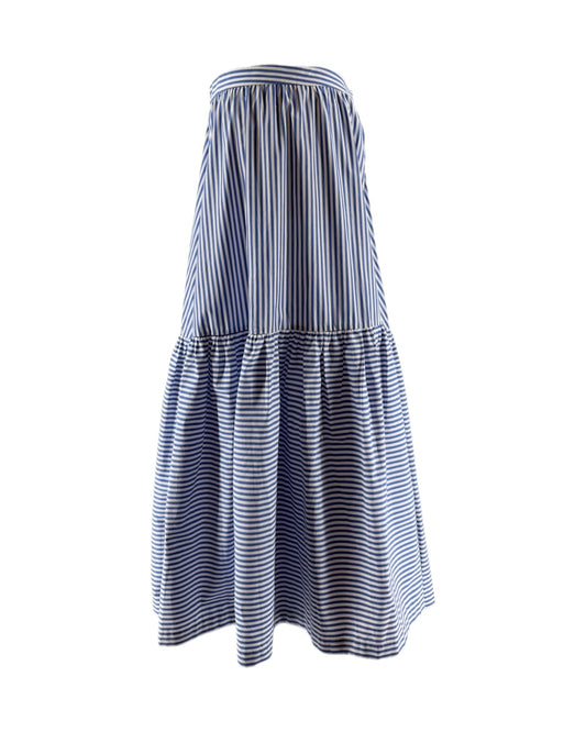 Striped skirt with a tiered design on a white background
