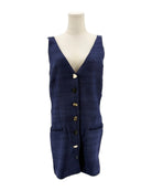 Blue vest on a mannequin against a white background