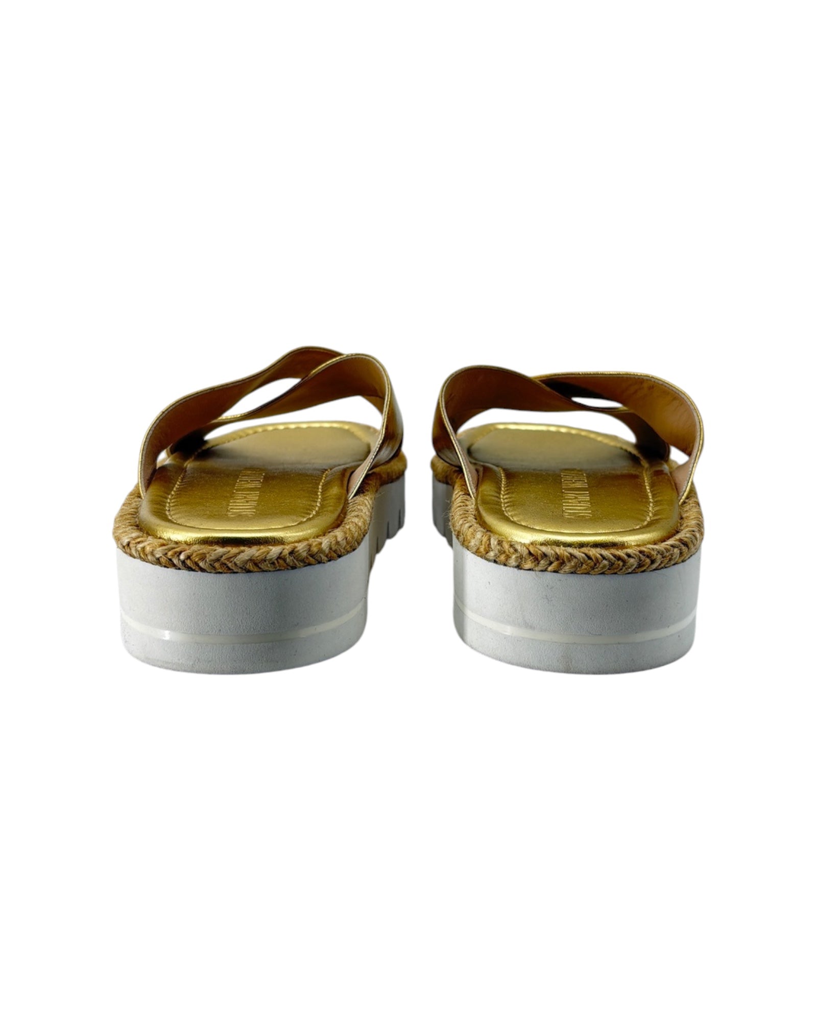 Pair of sandals with jute straps on a white background