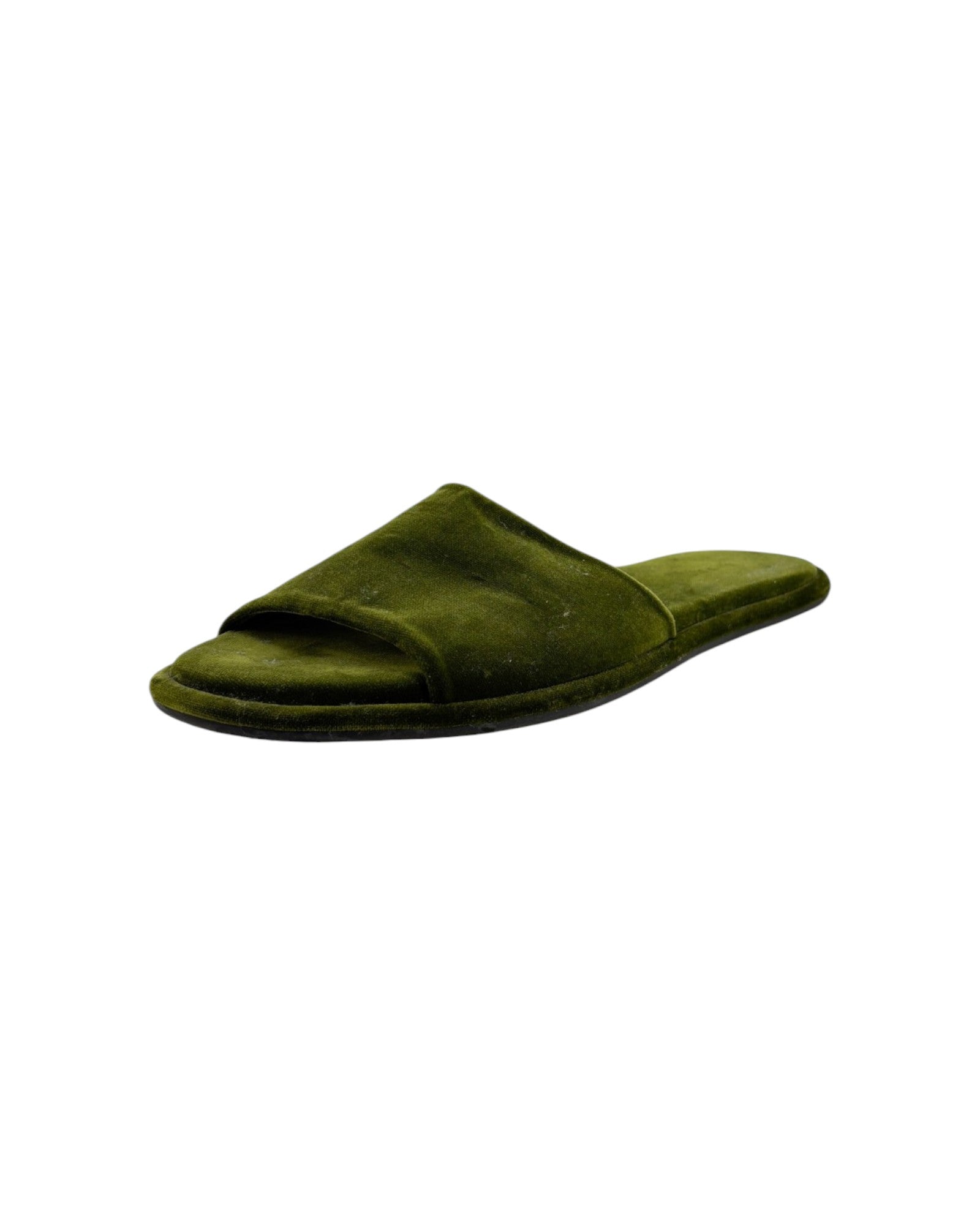 Green slipper on a white background