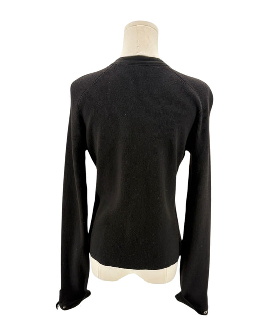 Black long sleeve jacket on mannequin on white background