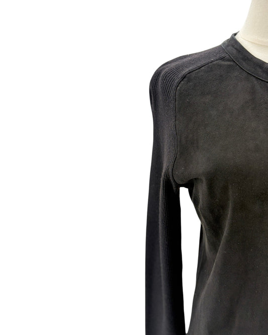 Black long sleeve jacket on mannequin on white background