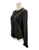 Black long sleeve jacket on mannequin on white background