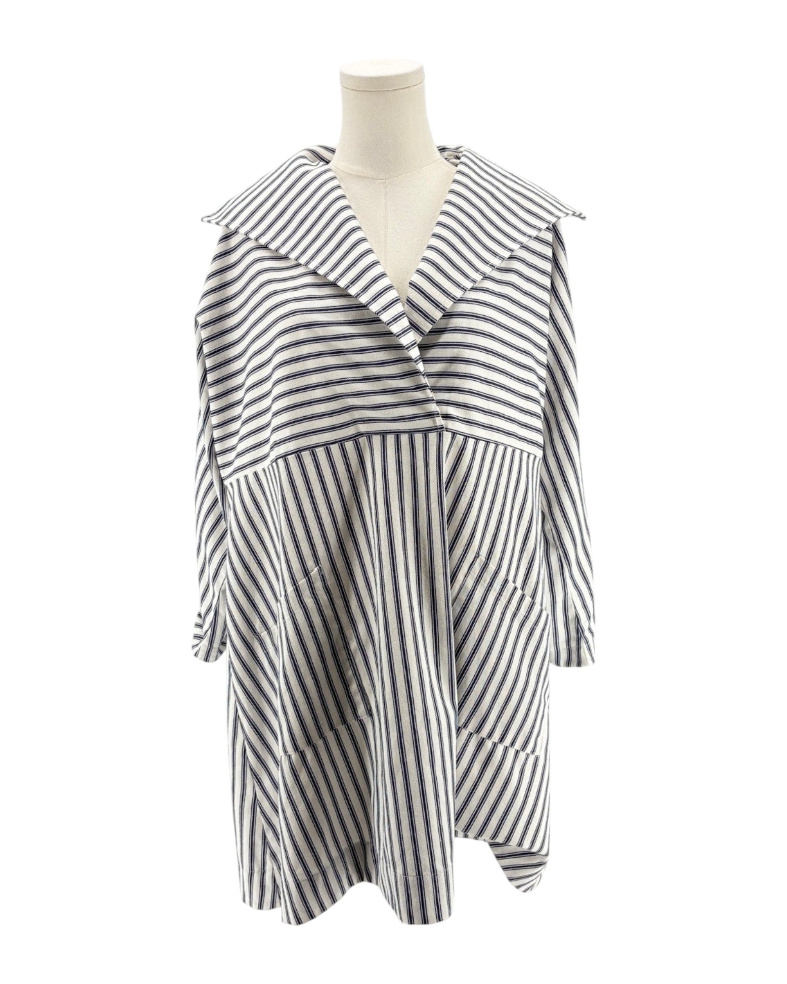 Striped mini dress on mannequin on a white background