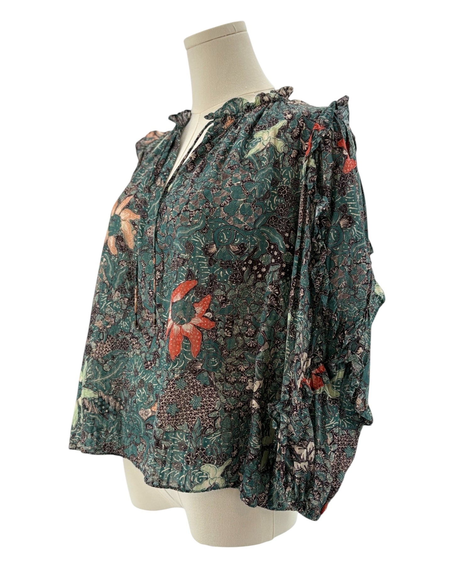 Ulla Johnson Ruffle Sleeve Printed Blouse