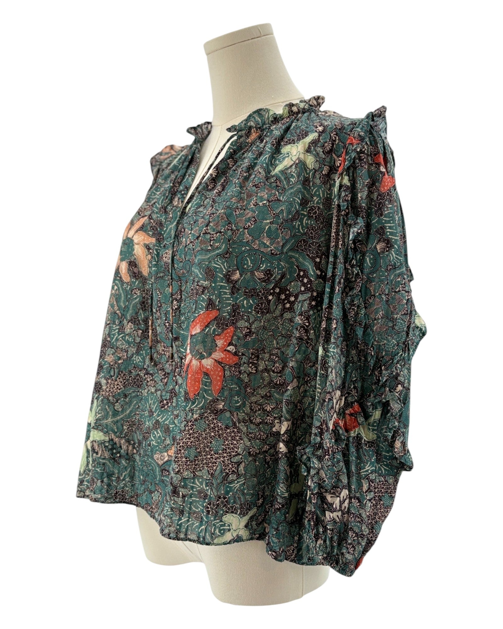 Ulla Johnson Ruffle Sleeve Printed Blouse