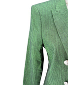 Green textured blazer on a white background