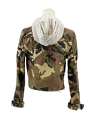 Camouflage jacket with a hood on a white background