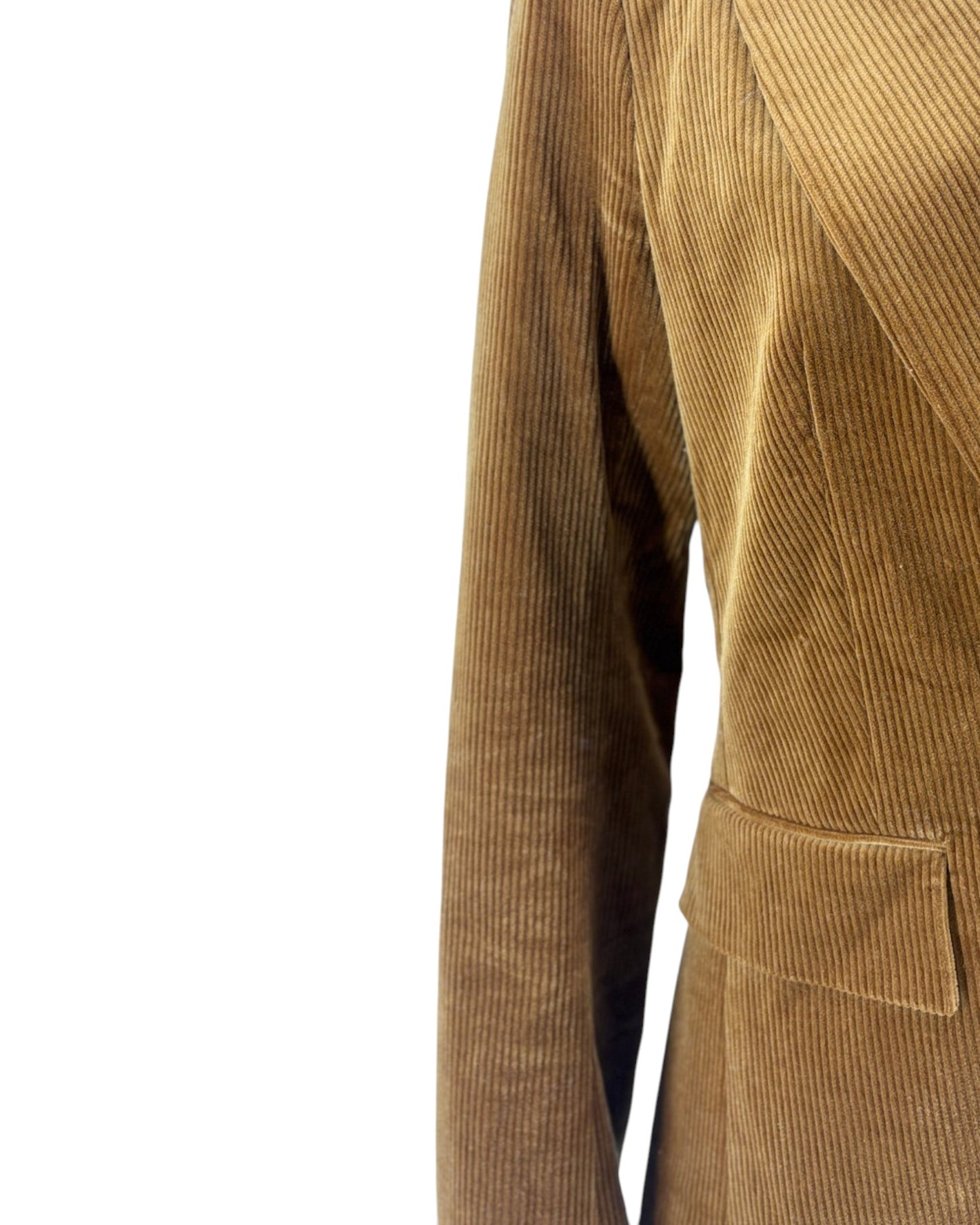 Brown corduroy blazer on a white background