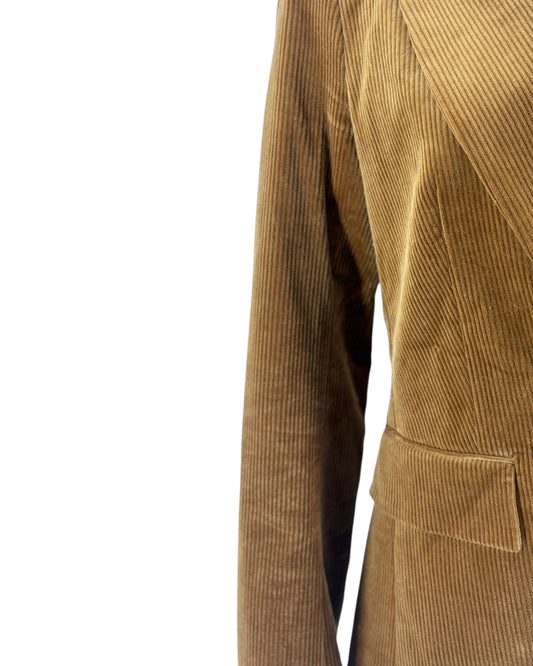 Brown corduroy blazer on a white background
