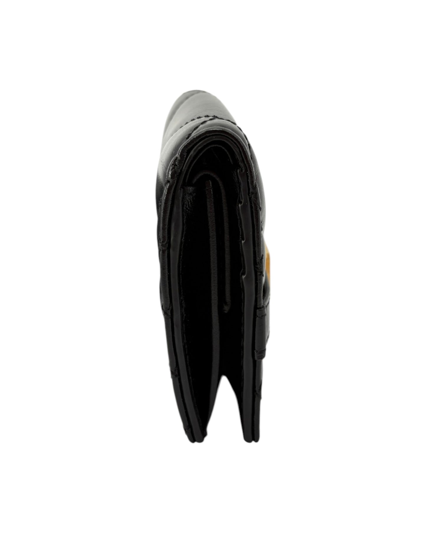 Black wallet with a white interior on a white background