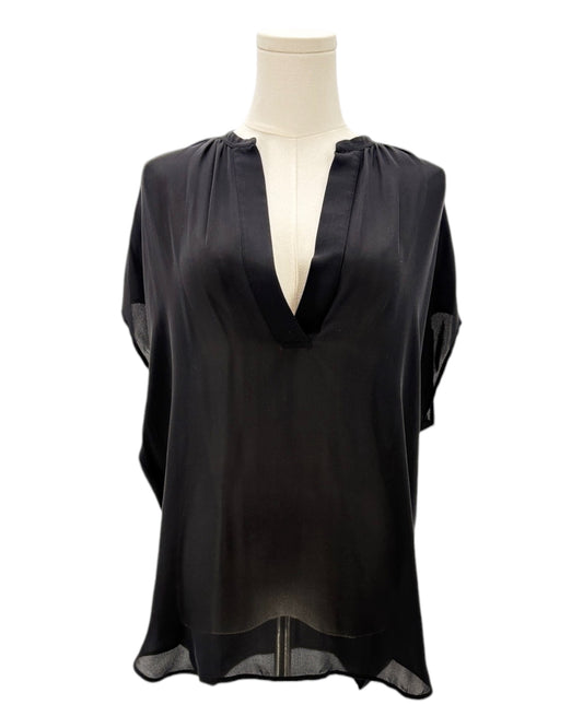 Vince 100% Silk Sheer Cap Sleeve Blouse