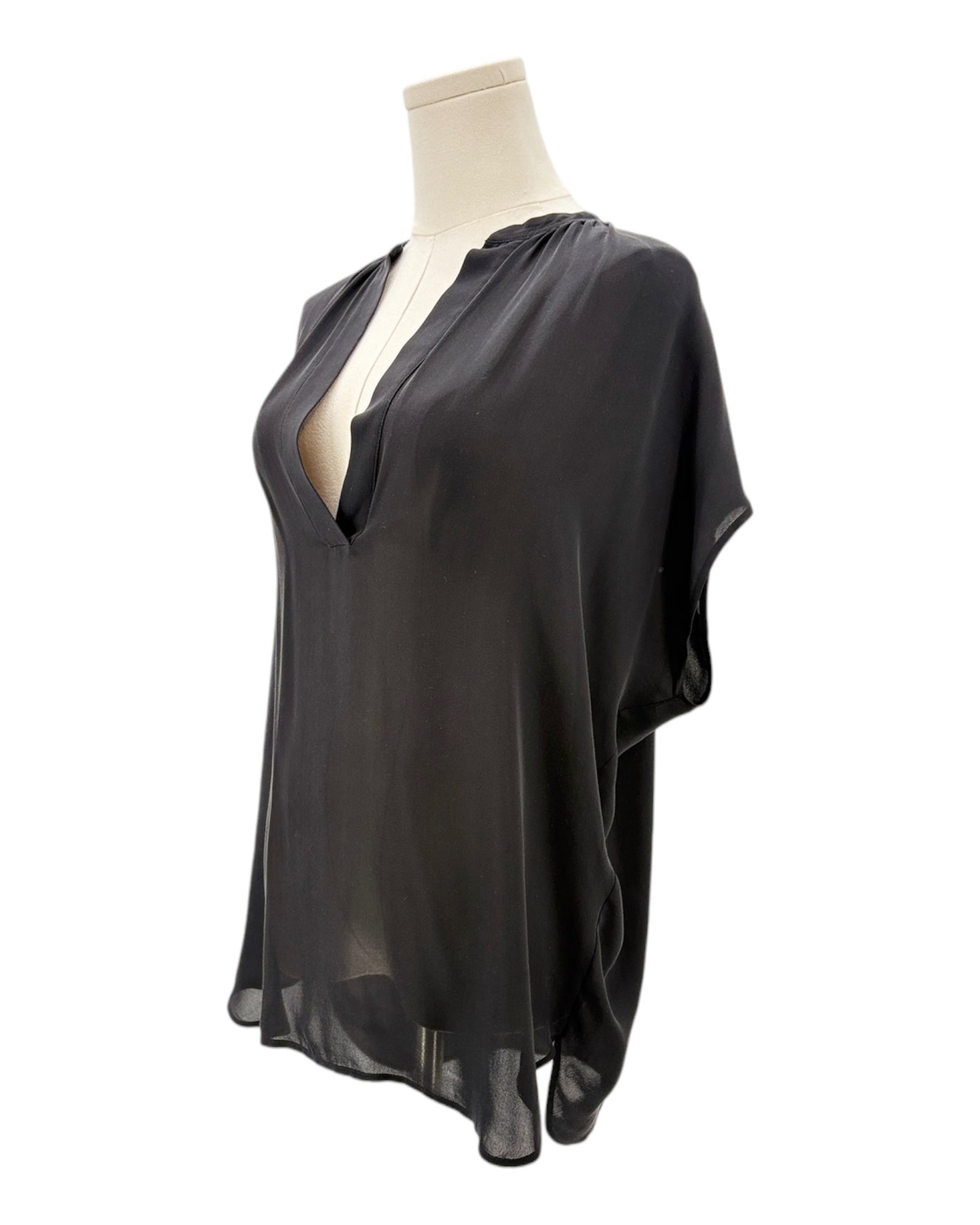 Vince 100% Silk Sheer Cap Sleeve Blouse
