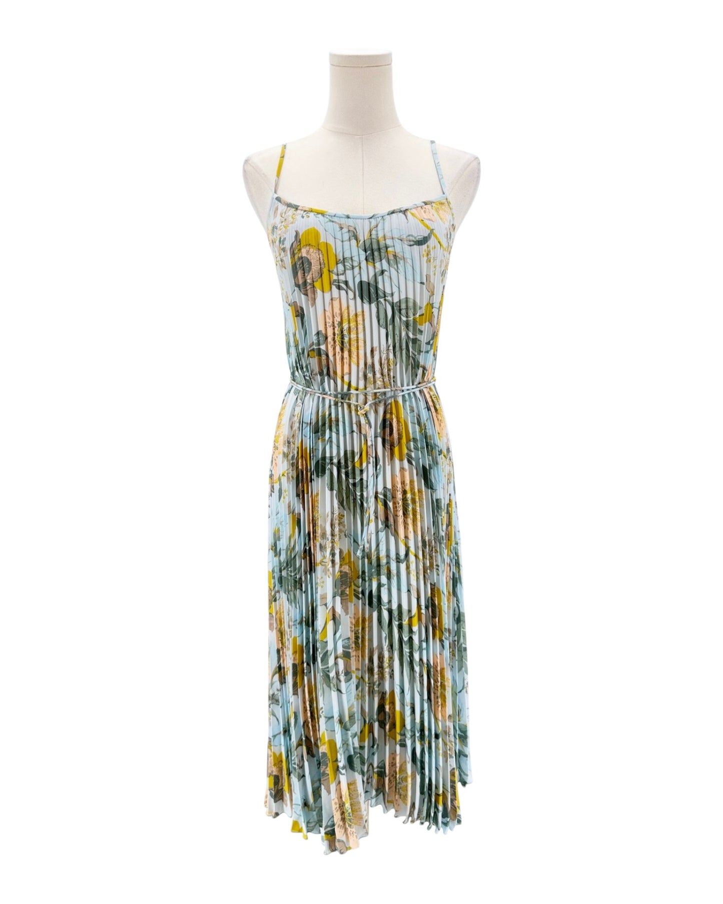Floral pleated dress on a white background