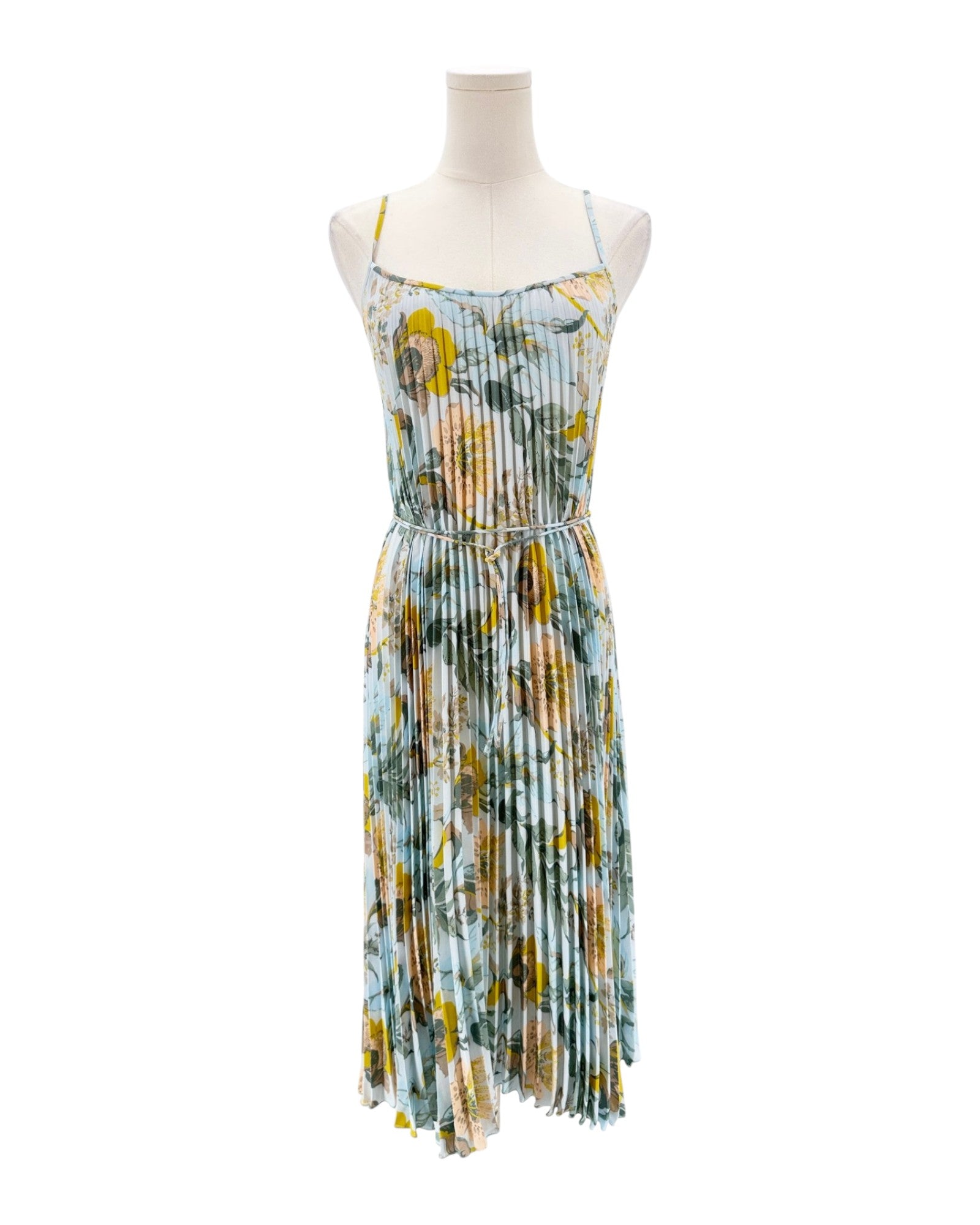 Floral pleated dress on a white background