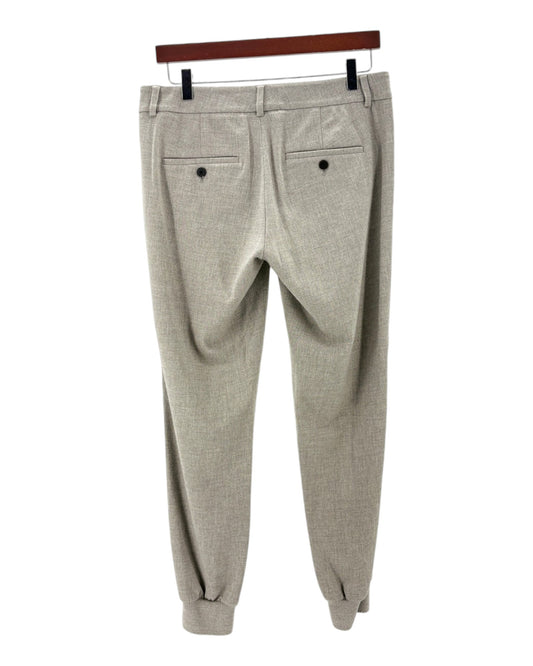 Gray wool jogger pants on a white background