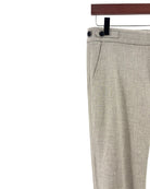 Gray wool jogger pants on a white background