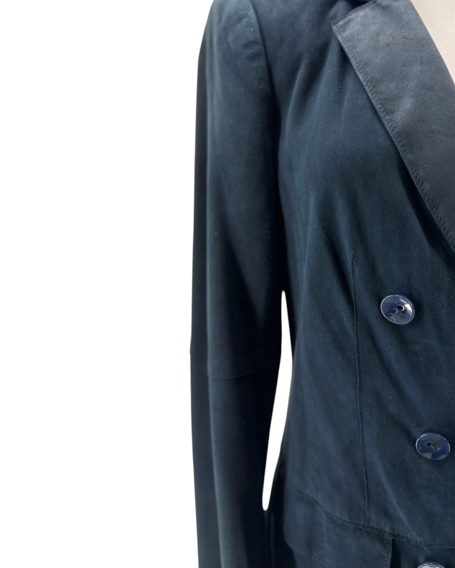 Dark blue coat with buttons on a white background