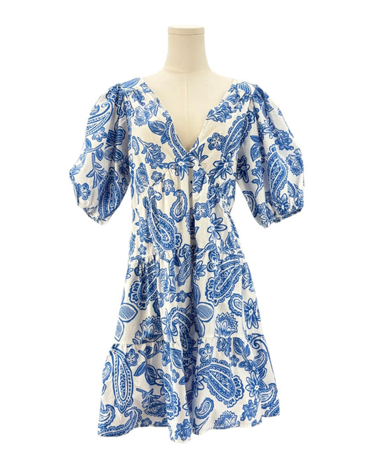 Xirena blue and white floral patterned dress
