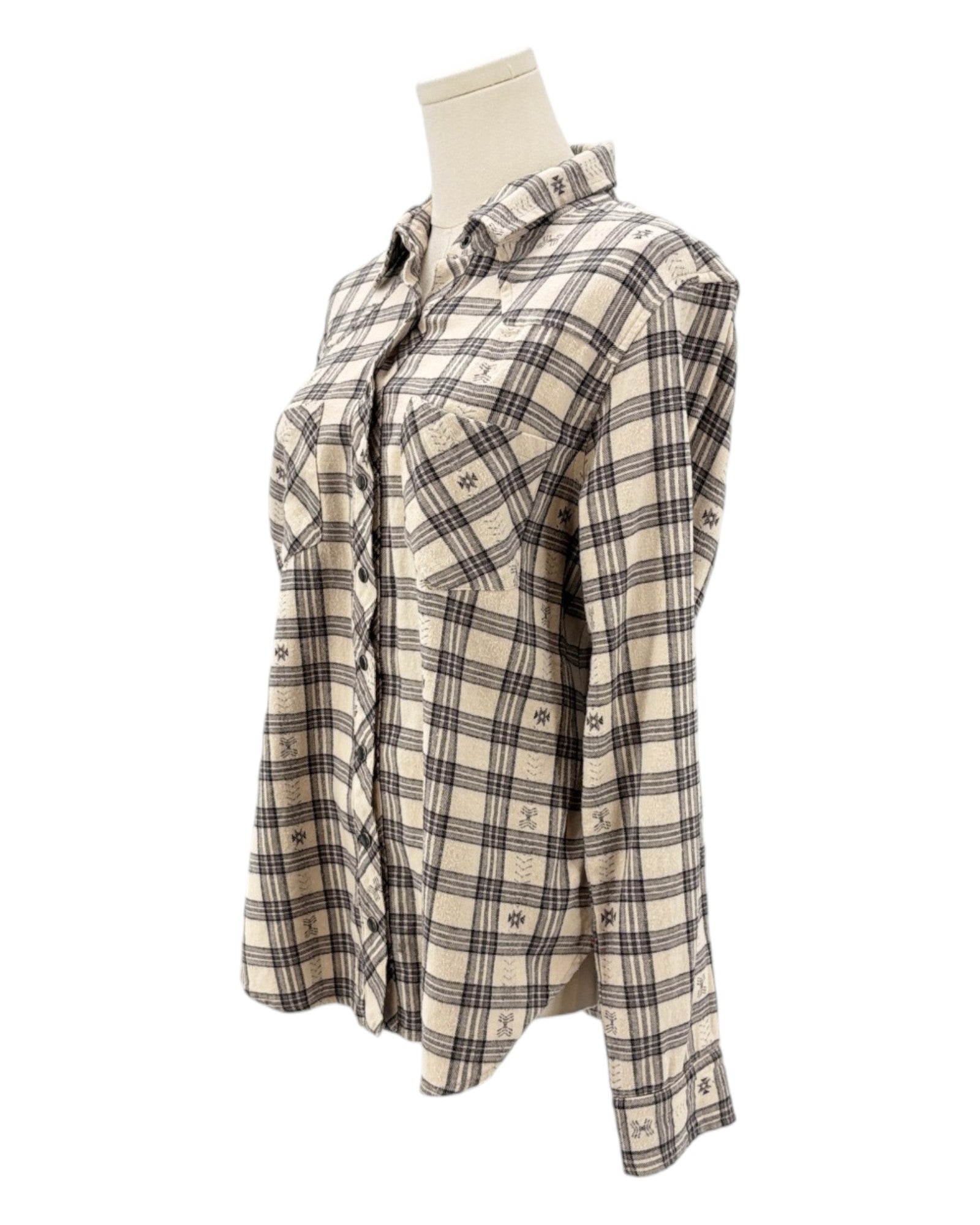 Plaid shirt on a mannequin against a white background