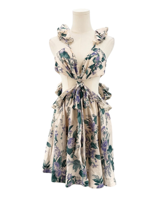 Zimmerman Linen Mini Ruffle Dress