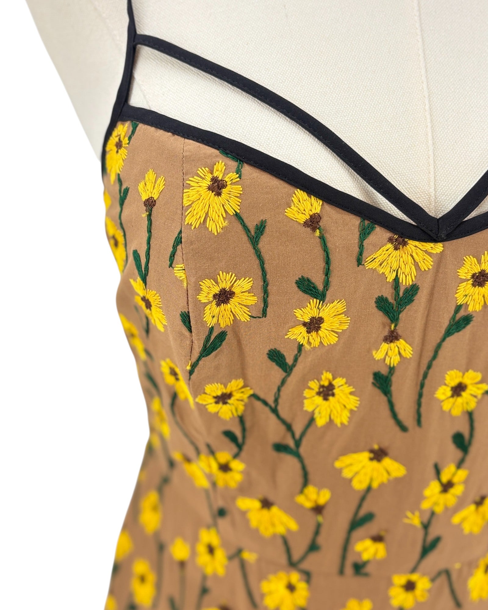 Pearl by Lela Rose yellow floral dress 