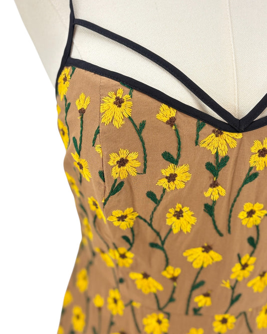 Pearl by Lela Rose yellow floral dress 
