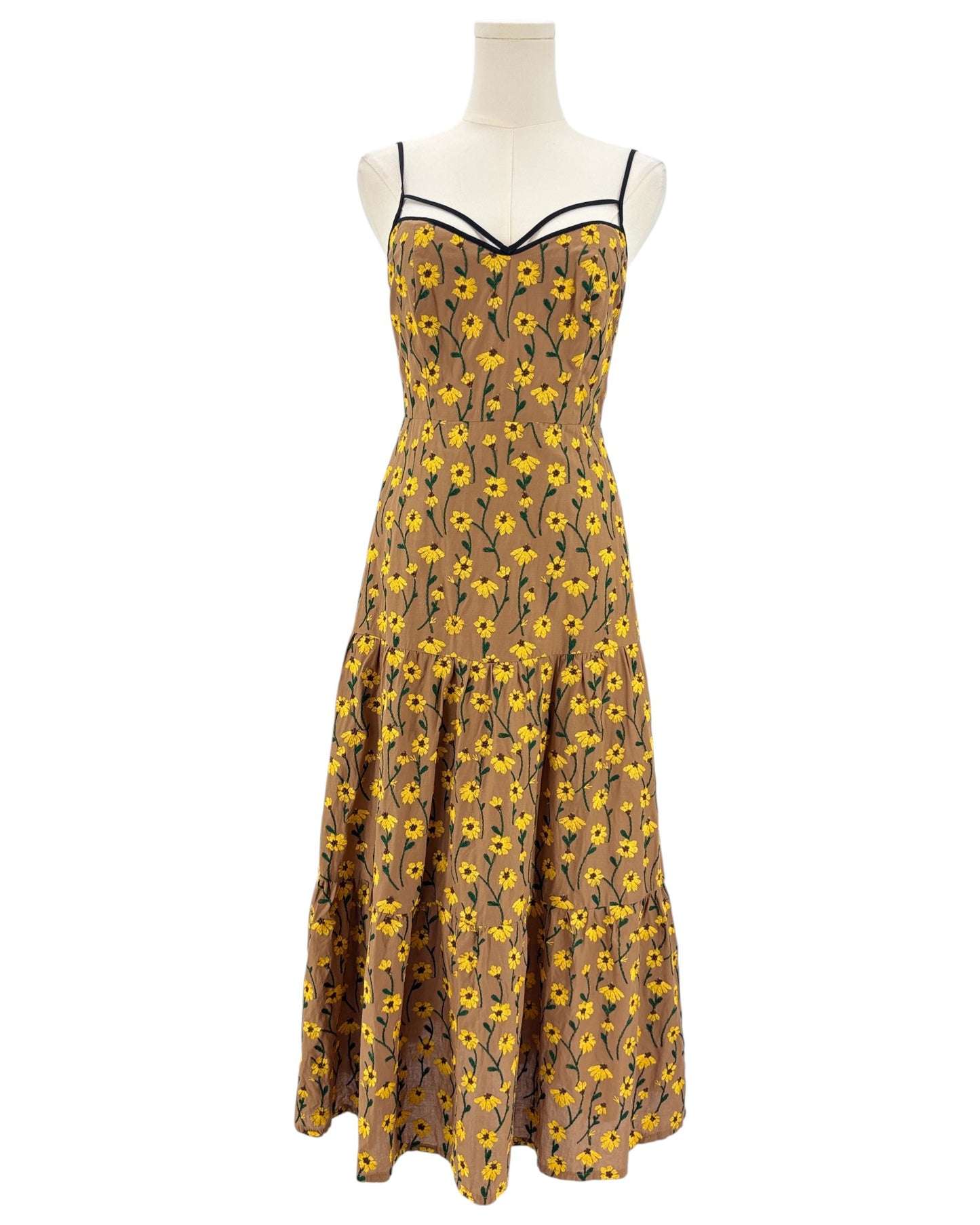 Pearl by Lela Rose yellow floral dress 