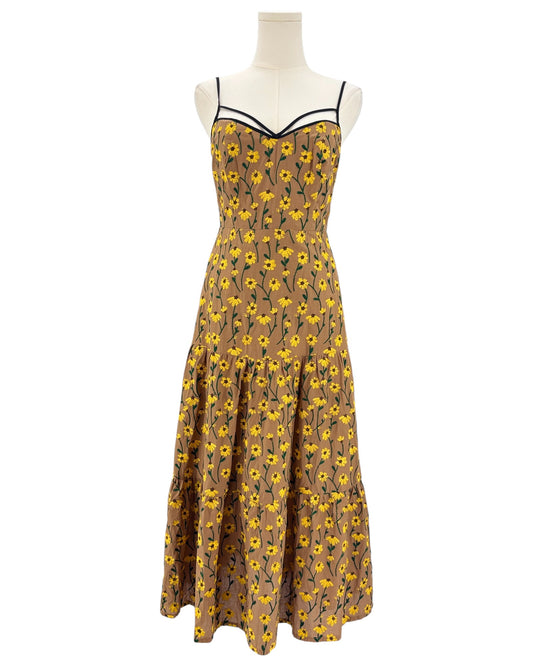 Pearl by Lela Rose yellow floral dress 