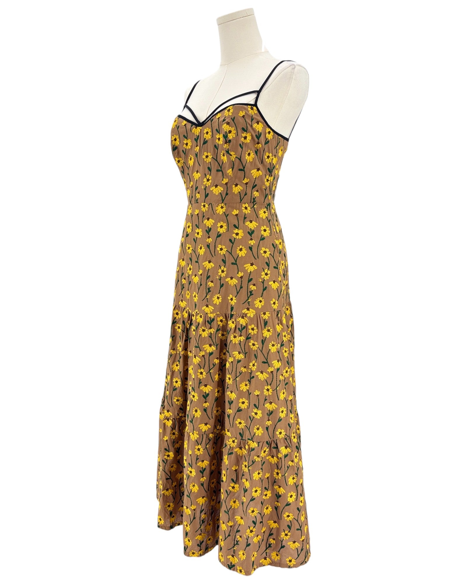 Pearl by Lela Rose yellow floral dress 